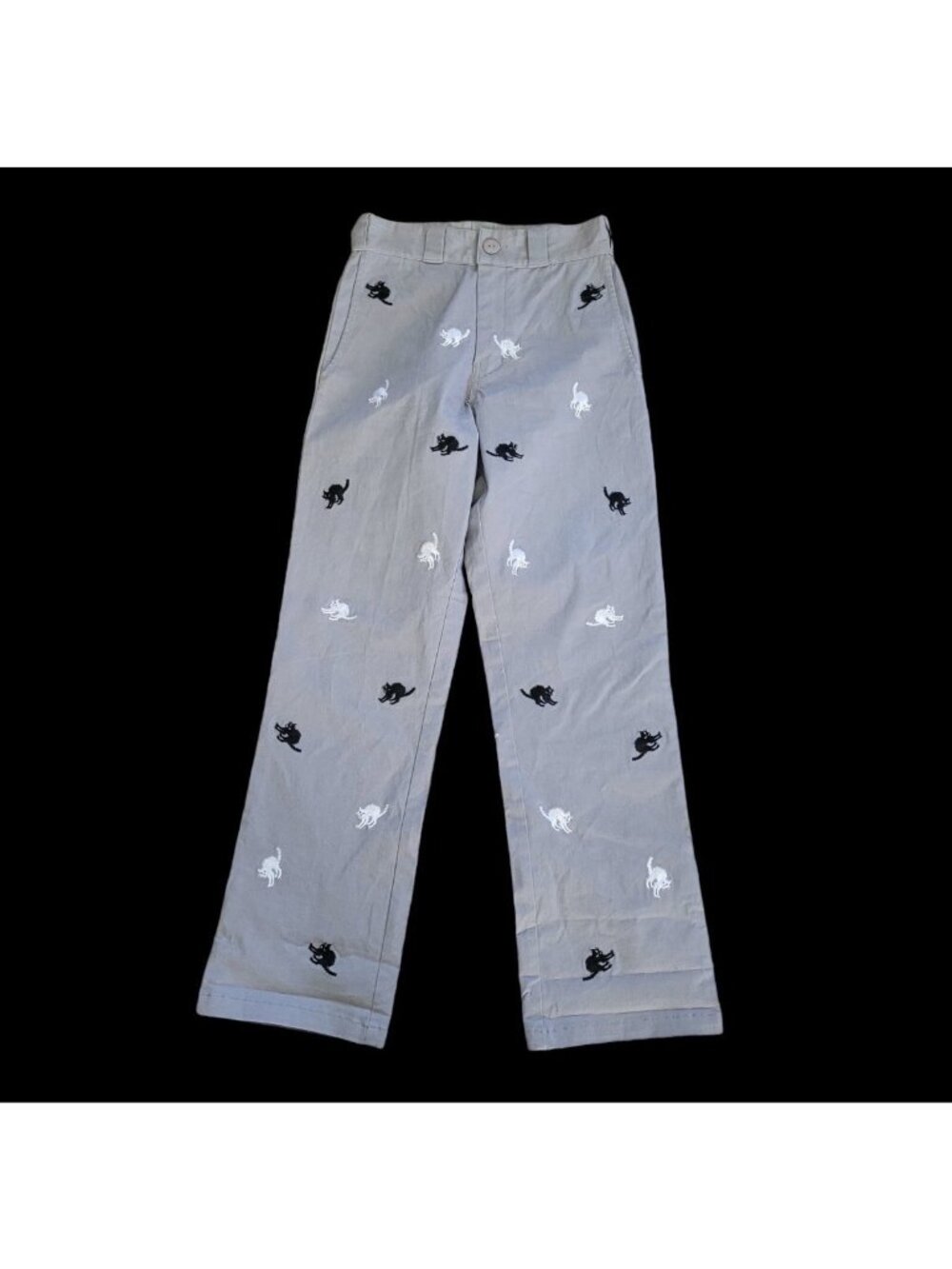Hot Lava Embroidered Scaredy Cat Pants Size S (30X31) Gray Halloween Novelty